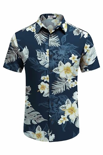 COOFANDY Mens Hawaiian Shirt Short Sleeve Button Down Shirts Tropical Floral Summer Beach Shirts 6
