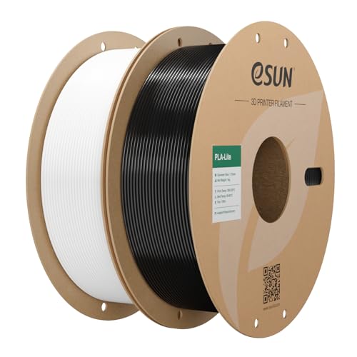 eSUN PLA Filament 1.75mm, 3D Printing PLA Lite Filament 1.75mm Dimensional Accuracy +/- 0.03mm, 2KG 3D Printer Filament, 1kg per Spool, Cold White+Black