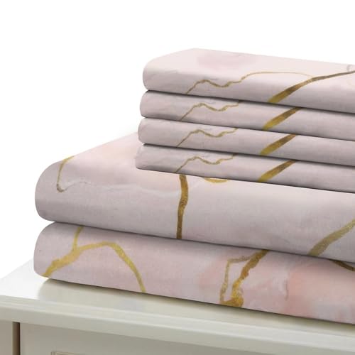 Parure de lit marbre rose esthétique du luxe moderne en impression 3D - 7