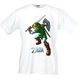 Estampado de calidad Mx Games Camiseta Zelda (Attack) Manga Corta Blanca (Talla: TallaXS Unisex Ancho/Largo [49cm/62cm] Aprox)