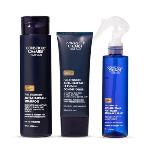 Image of Conscious Chemist Hair Growth Combo | Shampoo, Leave-In Conditioner & Rosemary Water Spray | Rosemary, Keratin, Redensyl & Tripeptide-1 | Strengthens Roots, Reduces Frizz & Boosts Hair Growth | For Men & Women (Pack of 3)