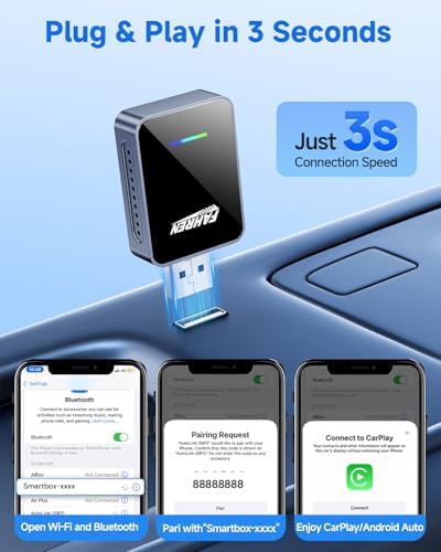 Visoud Wireless CarPlay Adapter, Converts Wired to Wireless CarPlay, One-Click User Switching, Plug & Play, Designed for iOS 12 & Android 11, Includes USB-A & USB-C. - 5