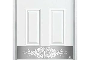 Engraved Self Adhesive Door Kick Plate with an Ornate "Acanthus" Monogram