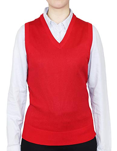 Blue Ocean Ladies Classic Sweater Vest-Large Red