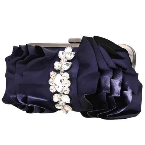 Sac de soirée avec chaîne et fleur délicate, pochette de cérémonie haute finition