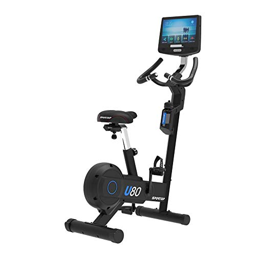 Image of U80 Indoor Home Workout Bike Stationary Fitness Comfortable Cycler Exercise Machine with 12 Pre Programmed Trainings and Monitor Screen, Black