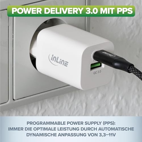 Fuente de alimentación USB C Power Delivery de 33W Inline con Quick Charge para tableta 3