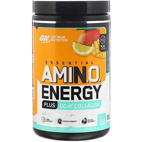 Optimum Nutrition Amino Energy + Uc-Ii Collagen, Vitamin C for Immune Support, Mango