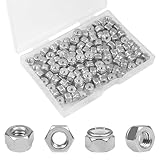 Yinpecly 120PCS #8-32 Nylon Insert Hex Lock Nuts,304 Stainless Steel Locknuts,Hex Drive,Coarse Thread,Self-Locking Nuts for Industrial Construction Fasteners