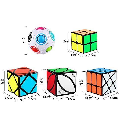 Dreampark Speed Cube Set, 12 Pack Cube Bundle Pyramid Cube 2X2 4X4 5X5 Megaminx Skew Ivy Mirror Cube Magic Rainbow Ball Smooth Sticker Puzzle Cubes Collection For Kids #TOP2