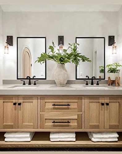 Heyfoxes 22×30 Matte Black, Metal Frame Rectangle Vanity Wall Mounted Mirror With Classic Right -Angle, Bathroom, Entryway, Living Room(Black) #TOP1