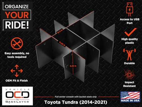 Image of Vehicle OCD - Center Console Organizer for Toyota Tundra (2014-2021) - Made in USA - SLX103