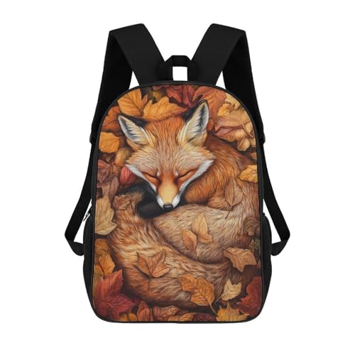 Sac à dos pour enfants grand format 17 pouces imprimé 3D renard mignon pour fille