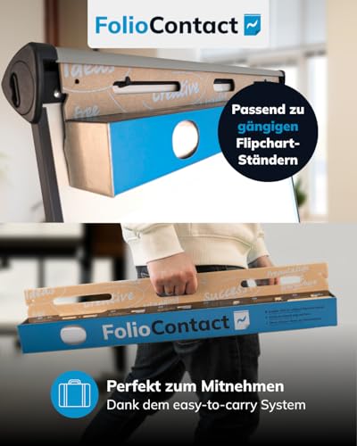 Folio Contact Whiteboard Folie – elektrostatisch haftend, wiederbeschreibbar & abwischbar – haftet ohne Kleber auf allen glatten Flächen – 60 x 80 cm - 25 Blatt - inkl. 1 board marker