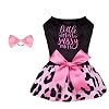 CuteBone Little Miss Sassy Pants Dog Leopard Print Dress Velvet for Small Dogs Girl Puppy Dresses Pink Dog Clothes CVA15XXS D
