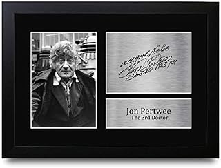 HWC Trading A4 FR Jon Pertwee Dr Who Third Doctor Gifts Printed Signed Autograph Picture for TV Show Fans - A4 Framed