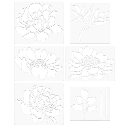 Plantillas de pared para pintura | 6 plantillas de flores para pintar | plantillas de pared florales únicas, plantillas innovadoras de jardín de flores para las paredes móviles
