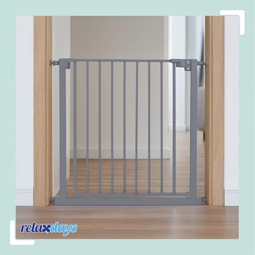 Relaxdays Treppenschutzgitter, 75–80 cm, ohne Bohren, Baby & Kleinkind, Treppe & Tür, Türschutzgitter zum Klemmen, grau