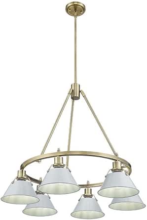 Golden Lighting 3306-6 AB-DB Orwell - 6 Light Chandelier-20.38 Inches Tall and 29 Inches Wide, Finish Color: Aged Brass, Shade Color: Dusky Blue