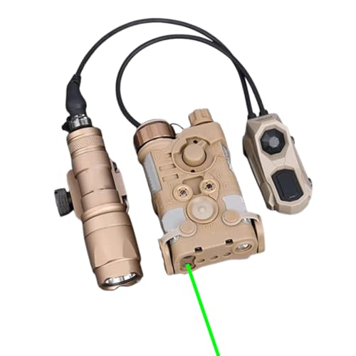 Plastic L3-NG Box Aiming Laser Sights(with IR Laser + Green Laser+White Light), & M300A Strong LED Flashlight, & AX Modular Dual Wire Remote Pressure Switch(SF+2.5 Plug) Combo,DE