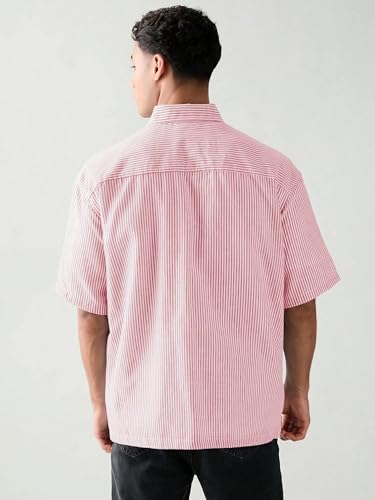 Image of Lymio Men Shirt || Striped Shirt for Man || Half Sleeve || 100% Cotton (Packs Also Available) (Oxford-Lining)