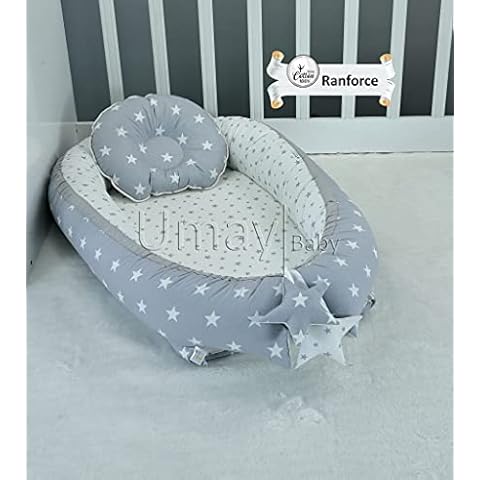 Baby Nest Pod Cocoon Inc. Removable 4cm Thickness Mattress and Flat Pillow (Grey Star) Cover