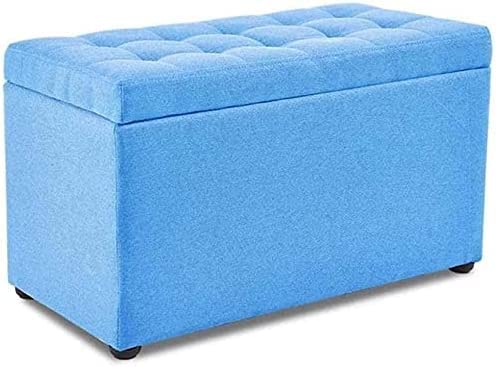 Tabouret ottoman en bois beige avec rangement compact pour salon et chambre