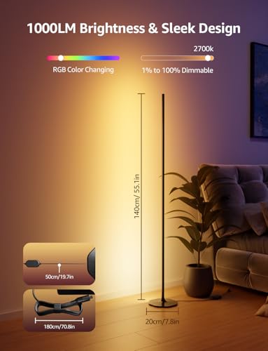Lepro OE1 AI Smart Floor Lamp, RGBICW Corner Light with Music Sync, Alexa Compatible, Personalized AI Lighting Designer, Modern LED Standing Lamp for Living Room/Bedroom, 1000LM, 2.4G WiFi, No Remote image 7
