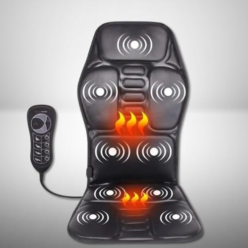 Tappetino massaggiante riscaldante, 9 zone vibranti, riscaldamento rapido, telecomando, adattatori, casa e auto, rilassamento muscolare e dolori lombari