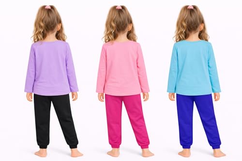 Image of TS LAVI TAVI Cotton Clothing Set for Girls Dress Full Sleeve T-shirt Top and Pyjama (Pack of 3)