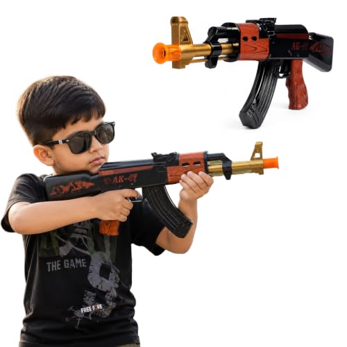 Image of Wishkey AK-47 Toy Gun for Kids with Light & Sound, Battery Operated Assault Rifle Toy, Realistic Pretend Play Gun with LED Lights & Music, Role Play Gift for Boys & Girls Age 3+ Years