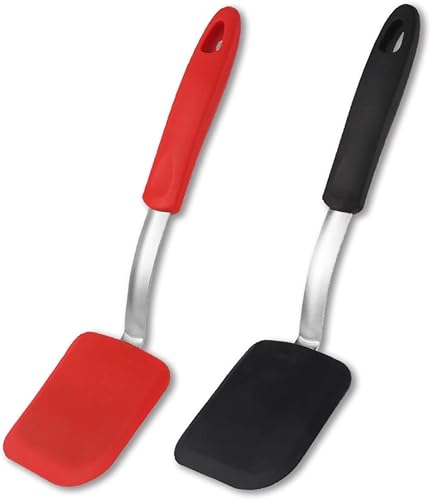 Espátula de silicona para galletas, 2 unidades, espátula de silicona antiadherente, resistente al calor, mini espátula de brownie para voltear huevo