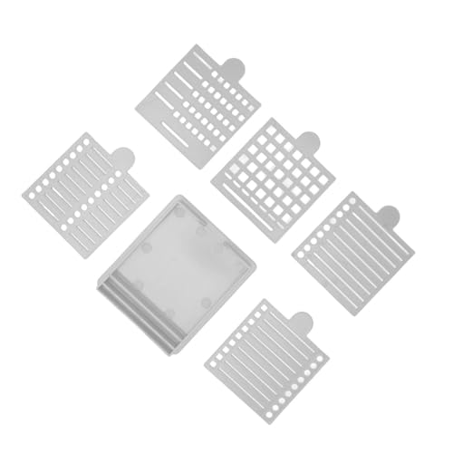 Zerodis Sticky Note Stencil and Holder Self Stick Notes Practical Sticky Dispenser with 5 Stencil Compatible with All 3x3 Inch for Office Home School Supplies (Gray)