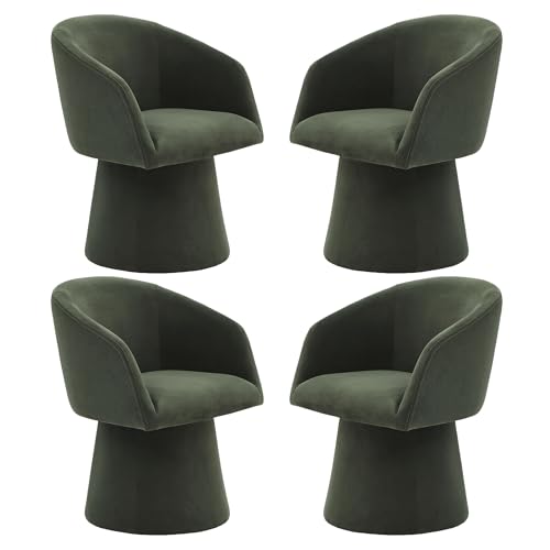 Image of KISLOT Swivel Dining Chairs Modern Accent Armchair Side Deskchair for Diningroom Vanity Bedroom Livingroom Reading Room,Green,4 Box