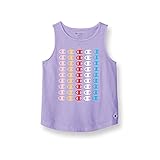 Champion Girls Tank Top, Cotton-Rich Stacked Rainbow Logos Cami Shirt, Salty Purple Stacked Cs, 6X US
