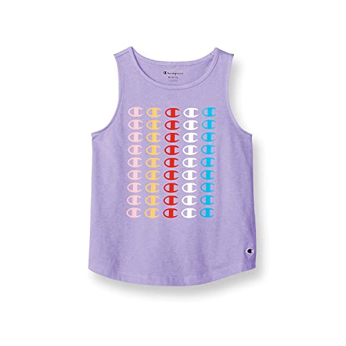Image of Champion Girls' Tank Top, Girls' Tank, Cotton-Rich Girls' Tank, Stacked Rainbow C Logos