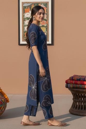 Image of Leriya Fashion Women's Rayon Kurta Sets| Co ord Set for Women Stylish | Sleeveless Printed Kurtis | Dress | Comfortable Outfit for Office Look | Daily Summer Travel & Festive Dress