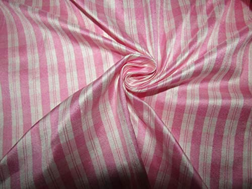 Tissu Dupion 100 % soie pour votre rideau ou robe rose et blanc de 137 cm