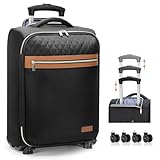 Sydioor Lightweight Carry On Luggage Airline Approved Softside with Removable Wheels, 3-Stage Handle, Travel-Ready TSA Roller Suitcase, for Short Trips, Train, Weekend, Black