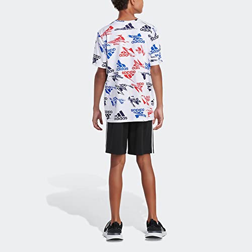 adidas Boys’ Glitchy Allover Print T-Shirt (Large, White/Multi)4