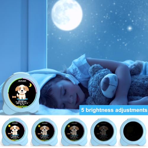 Sinoviwe Kids Alarm Clock Sun & Moon& Dog LED Display with Day & Date OK to Wake Clock with Night Light for Kids Children's Sleep Trainer Gift for Boy and Girls - image 7