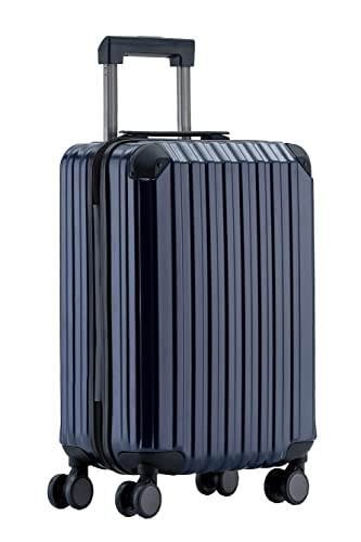 Münicase Handgepäck Koffer 54 cm Hartschale mit TSA-Schloss, Leise Doppelrollen, Kabinentrolley für viele Airlines,Dunkelblau