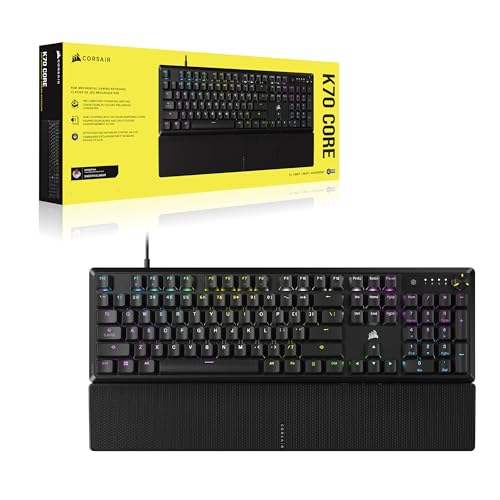 CORSAIR K70 CORE RGB Mechanical Wired Gaming Keyboard with Palmrest – Pre-Lubed MLX Red Linear Switches, SOCD, ABS Double-Shot Keycaps, Sound Dampening, Media Control Dial, QWERTY NA – Black - image 9