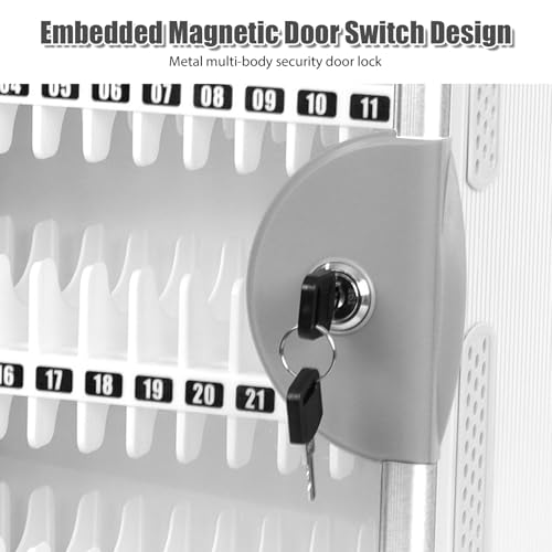 Handy Aufbewahrungsschrank 36 Slots, Aluminiumlegierung Mobiltelefone Aufbewahrungsbox, Handy Safe mit Schloss, Tragbar oder Wandmontierbar, für Klas