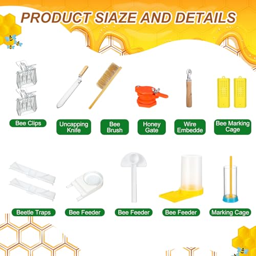 30-Pcs-Beekeeping-Supplies-Bee-Hive-Equipment-Bee-Keeping-Starter-Kit-Bee-Keeper-Supplies-All-with-Jacket-Beehive-Kit-Bee-Smoker-Kit-Uncapping-Tool-for-Beginners-and-Professional-Beekeepers
