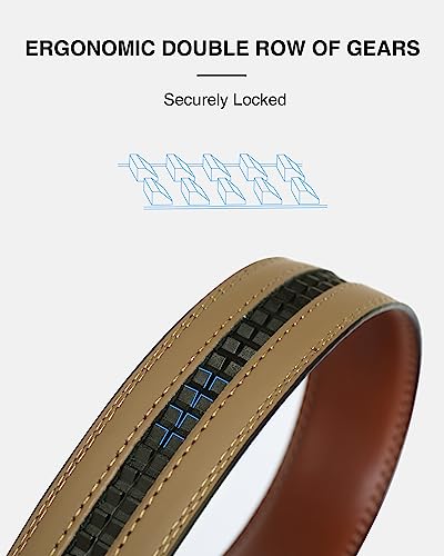 CHAOREN Ratchet Belt Replacement Strap 1 3/8”, Leather Belt Strap for 40MM Slide Click Buckle3