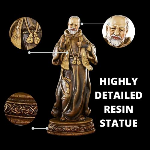 Estatua religiosa Padre Pio en resina detallada 6 pulgadas miniatura 6