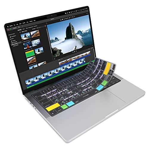 JCPal iMovie Shortcut Guide Keyboard Cover for Apple MacBook Pro 14 inch and MacBook Pro 16 inch (M1-M4 Models) and MacBook Air 13 inch and MacBook Air 15 inch (M2-M4 Models) (US-Layout)