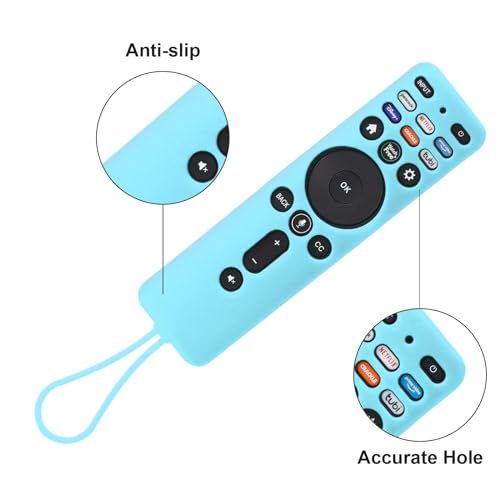 Luminous-Blue-Silicone-XRT260-Remote-Cover-Shockproof-Silicone-Protective-Case-Compatible-with-VIZIO-XRT260-Smart-TV-Controller-with-LanyardUpgraded-Glow-in-Dark-Blue