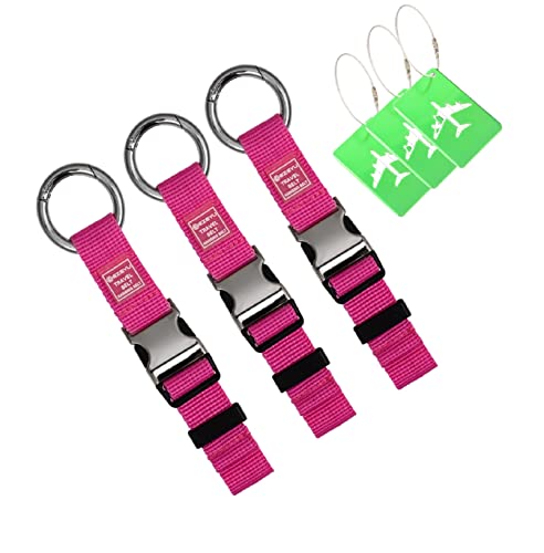 Image of 3PCS Heavy Duty Add a Bag Luggage Straps Jacket Gripper 3PCS Luggage Tag Suitcase TravelTags with Name ID Card,Carry-on Luggage Belt Baggage Suitcase Straps Belts Travel Accessories (Rose Red)